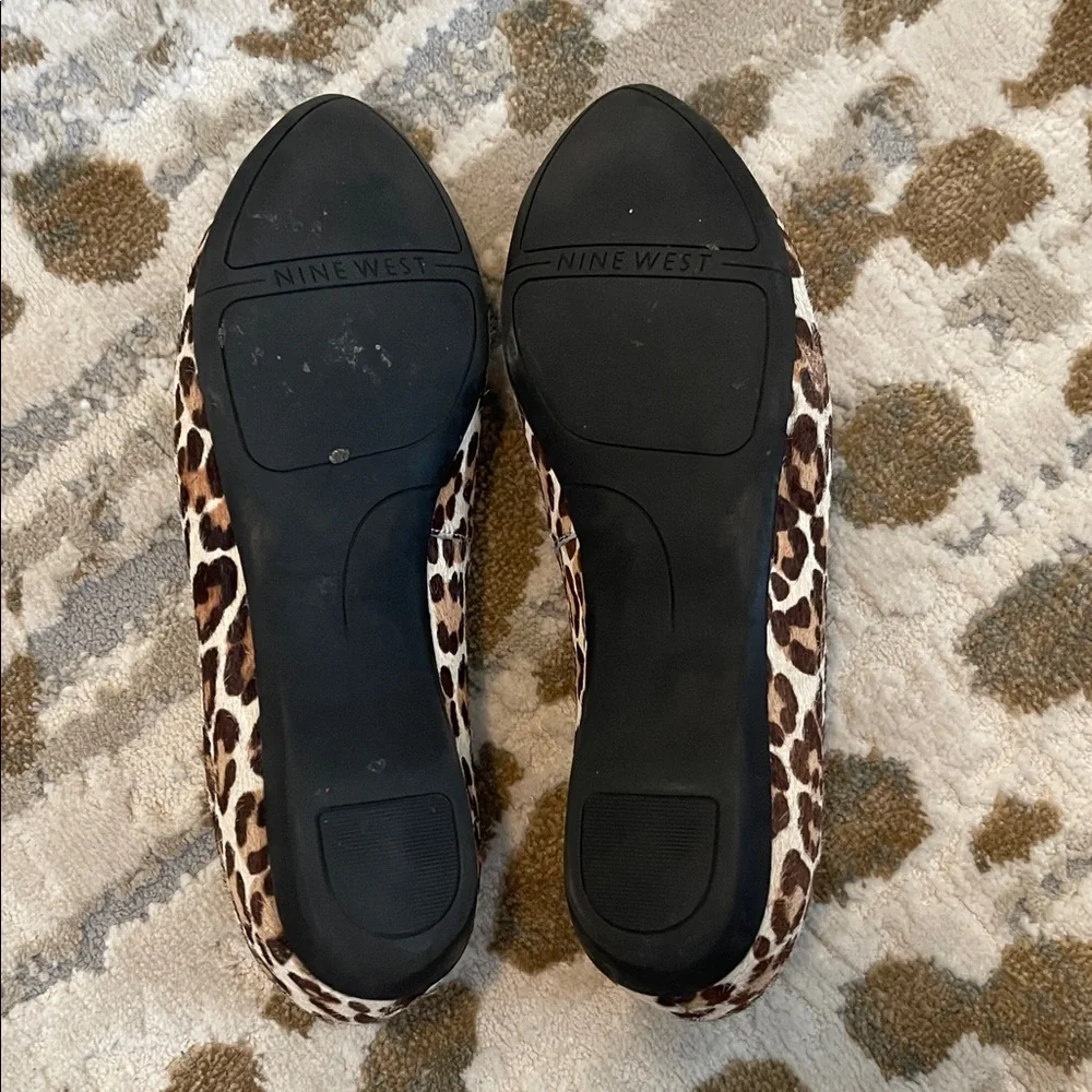 Nine West Leopard Print Calf Hair Flats Size 7 Almond Toe Slip On